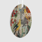 Parrot Yellow Tropical Antiek Flower Ornament (voorkant)