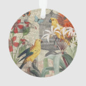 Parrot Yellow Tropical Antiek Flower Ornament (achterkant)