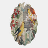 Parrot Yellow Tropical Antiek Flower Ornament Kaart (Rechts)