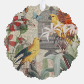 Parrot Yellow Tropical Antiek Flower Ornament Kaart (Achterkant)