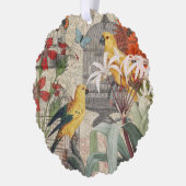 Parrot Yellow Tropical Antiek Flower Ornament Kaart (Links)