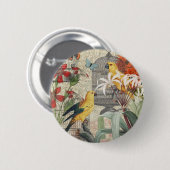 Parrot Yellow Tropical Antiek Flower Ronde Button 5,7 Cm (Voorkant /achterkant)