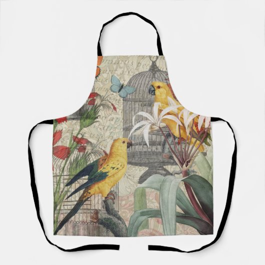 Parrot Yellow Tropical Antiek Flower Schort (Voorkant)