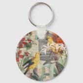 Parrot Yellow Tropical Antiek Flower Sleutelhanger (Achterkant)