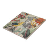 Parrot Yellow Tropical Antiek Flower Tegeltje (Zijkant)