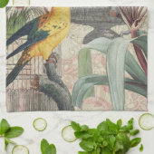 Parrot Yellow Tropical Antiek Flower Theedoek (Gevouwen)