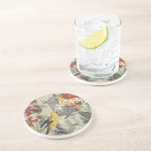 Parrot Yellow Tropical Antiek Flower Zandsteen Onderzetter (Zijkant)