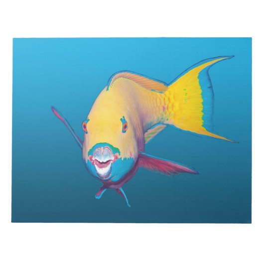 Parrotfish Close-up! Verloopblauwe achtergrond | Notitieblok (Voorkant)