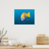 Parrotfish Close-up! Verloopblauwe achtergrond | Poster (Keuken)