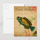  Parrotfish Floral Briefkaart (Voorkant / Achterkant)