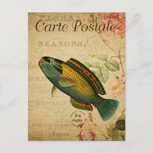  Parrotfish Floral Briefkaart (Voorkant)