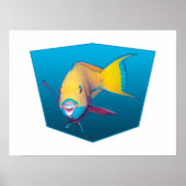 Parrotfish - Ontwerp gradiënt blauwe achtergrond | Poster (Voorkant)