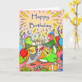 Parrotlet gelukkige verjaardag van de kaart (Gele Bloem)