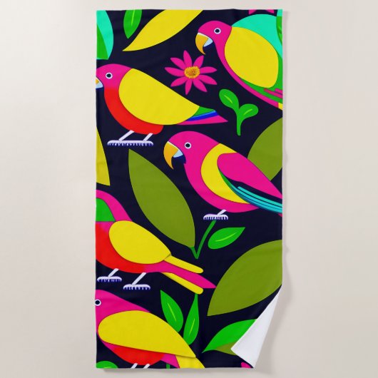 Parrots Design Cotton Beach Towel Strandlaken (Voorkant)