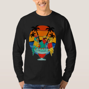 Parrots Drink Hawaiian Vacation Sunset Palm Tre T-shirt