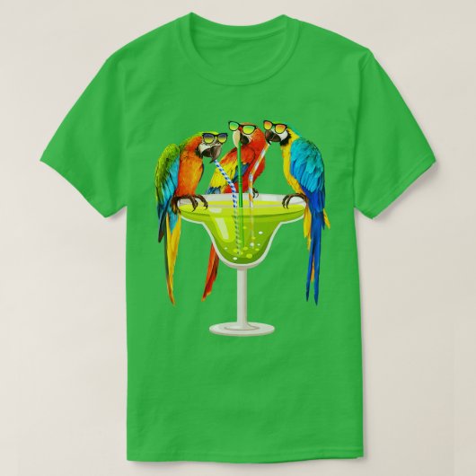 Parrots Drink Margarita op zomerkamerikaanse vogel T-shirt (Design voorkant)