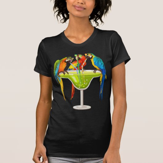 Parrots Drink Margarita op zomerkamerikaanse vogel T-shirt (Voorkant)