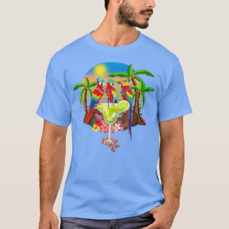 Parrots Drink Margarita op zomerkamerikaanse vogel T-shirt