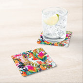 Parrots en palmbladeren 2 kartonnen onderzetters (Insitu)