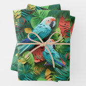 Parrots Floral Kirigami Inpakpapier Vel (In situ)