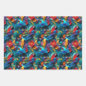 Parrots Floral Kirigami Inpakpapier Vel (Voorkant 3)