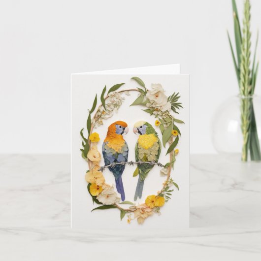 Parrots Flower Collage Art Kaart (Voorkant)