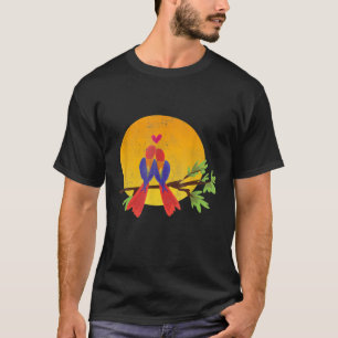 Parrots in Love T-Shirt Sunset Retro Gift