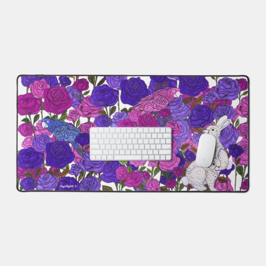 Parrots Love Roses Bureaumat (Keyboard & Muis)