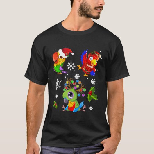 Parrots Merry Kerstmis Shirt T-Shirt (Voorkant)