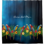 Parrots red blue sky palm verlaat huisnaam douchegordijn (Voorkant)