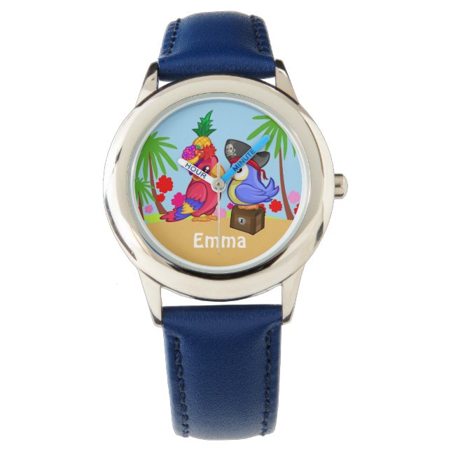 Parrots Treasure Love Cute Kinder Personalized Horloge (Voorkant)