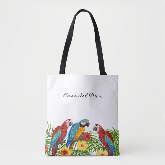 Parrots verlaat zomerhuisnaam tote bag (Voorkant)