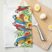 Parrots vogelblauw groene bladeren familienaam theedoek (Quarter Fold)