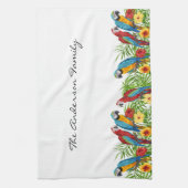 Parrots vogelblauw groene bladeren familienaam theedoek (Verticaal)