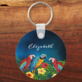 Parrots vogelblauw hemelblad sleutelhanger (Voorkant)