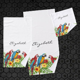 Parrots vogelblauw rode bladeren zomernaam bad handdoek