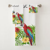 Parrots vogelblauw rode bladeren zomernaam bad handdoek (Insitu)