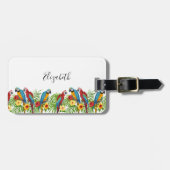 Parrots, wit rood, tropisch bagagelabel (Voorkant horizontaal)