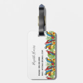 Parrots, wit rood, tropisch bagagelabel (Achterkant verticaal)