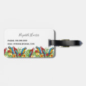 Parrots, wit rood, tropisch bagagelabel (Achterkant horizontaal)