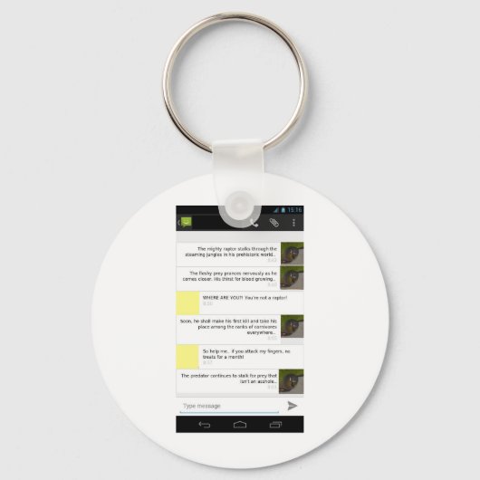 Parrots zijn kleine Raptors Merch Sleutelhanger (Voorkant)