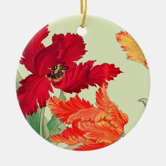 Parrottulp, Floral Keramisch Ornament (Voorkant)