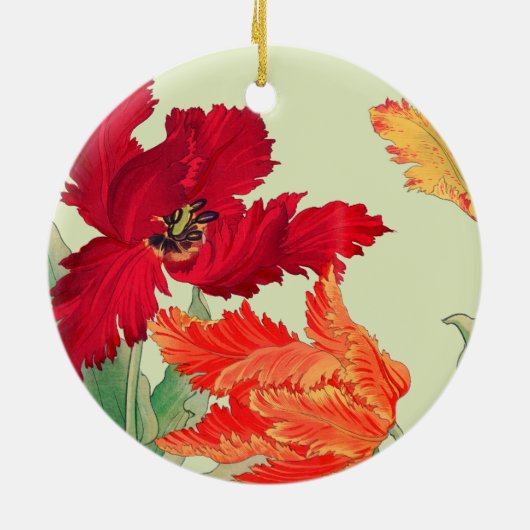Parrottulp, Floral Keramisch Ornament (Achterkant)