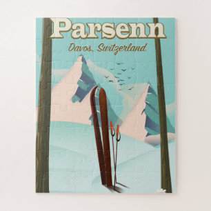 Parsenn Zwitserland ski reisposter. Legpuzzel