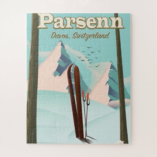 Parsenn Zwitserland ski reisposter. Legpuzzel (Verticaal)