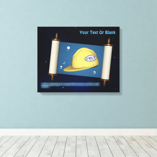 Parshat Bereshit - Yesh M'ayn Construction Company Canvas Afdruk (Insitu (Houten vloer))