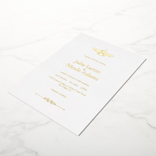 Parsis Navjote Minimalistische Bruiloft Folie Uitnodiging (Gedraaid)