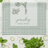 Parsley Herb Kitchen Towel – Green Gingham Border Theedoek (Gevouwen)