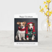 Parson Jack Russell Dogs Happy Christmas Kaart (Gele Bloem)