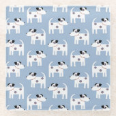 Parson Jack Russell Terrier Dog Pattern Blue Glazen Onderzetter (Voorkant)